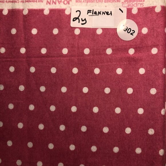 35”x 44” Pink and White Polka Flannel Fabric - Picture 1 of 1